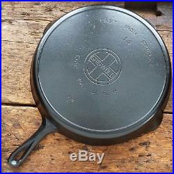 Vintage GRISWOLD Cast Iron SKILLET Frying Pan # 14 LARGE BLOCK LOGO Ironspoon