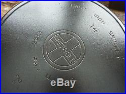 Vintage GRISWOLD Cast Iron SKILLET Frying Pan # 14 LARGE BLOCK LOGO Ironspoon