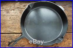 Vintage GRISWOLD Cast Iron SKILLET Frying Pan # 14 LARGE BLOCK LOGO Ironspoon