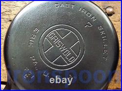 Vintage GRISWOLD Cast Iron SKILLET Frying Pan # 7 LARGE BLOCK LOGO Ironspoon