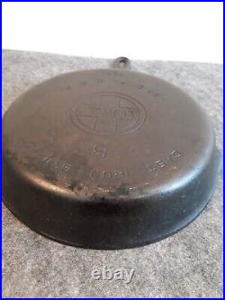 Vintage GRISWOLD Cast Iron SKILLET Frying Pan # 8 LARGE BLOCK LOGO ERIE PA. 704 T