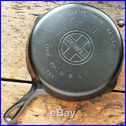 Vintage GRISWOLD Cast Iron SKILLET Frying Pan # 8 LARGE BLOCK LOGO Ironspoon
