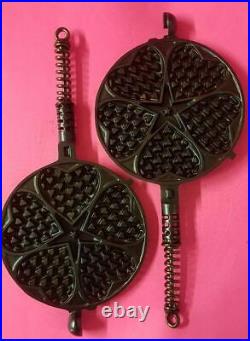 Vintage GRISWOLD HEART & STAR No. 18 WAFFLE IRON, Low Base, Cleaned, & Restored