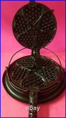 Vintage GRISWOLD HEART & STAR No. 18 WAFFLE IRON, Low Base, Cleaned, & Restored