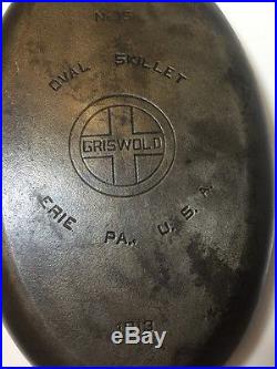Vintage GRISWOLD OVAL SKILLET NO. 15 + RARE LID 1013 C Logo Large Size Fryer