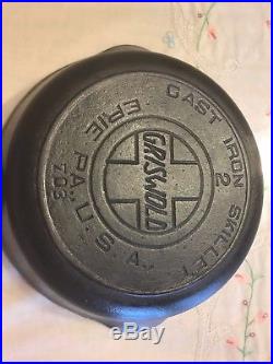 Vintage GRISWOLD cast iron skillet 703 #2 Heat ring Large slant italic Erie, Pa