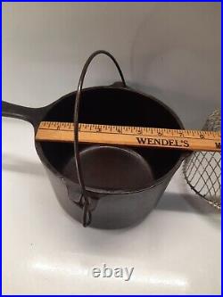 Vintage Griswold #1003 Cast Iron Deep Fat Fryer with Basket
