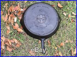 Vintage Griswold #12 Cast Iron Skillet with Large Block Logo & Heat Ring 719