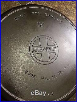 Vintage Griswold #12 Large Logo #719 Cast Iron Skillet Very Nice Condition