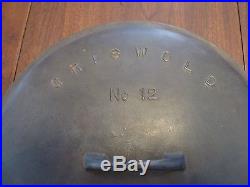 Vintage Griswold # 12 skillet lid, cover with raised letterig