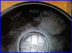 Vintage Griswold 14 Cast Iron Skillet Large Heat Ring 718 B Erie Large Block Pan