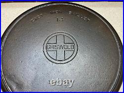 Vintage Griswold #14 Small Logo 15 1/4 Inch Cast Iron Skillet Heat Ring Restored