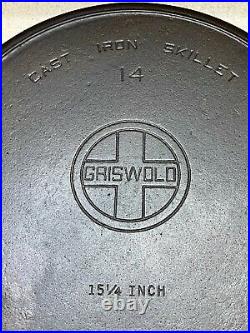 Vintage Griswold #14 Small Logo 15 1/4 Inch Cast Iron Skillet Heat Ring Restored