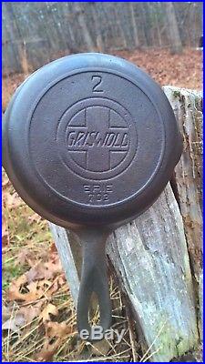 Vintage Griswold # 2 Cast Iron Skillet 703 With Slant Logo & Heat Ring