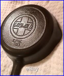 Vintage Griswold # 2 Cast Iron Skillet 703 With Slant Logo & Heat Ring