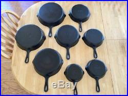 Vintage Griswold #3-10 Small Block Logo Erie PA Matching Cast Iron Skillet Set