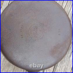 Vintage Griswold # 8 Cast Iron Skillet Frying Pan Large Logo 704 E No Wobble