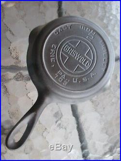 Vintage Griswold Cast Iron #2 skillet with heat ring, P/N 703 Erie, PA