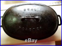 Vintage Griswold Cast Iron # 5 Oval Roaster Nice