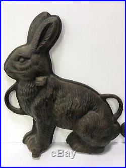 Vintage Griswold Cast Iron Bunny Rabbit Cake Mold 862 + 863 Erie PA