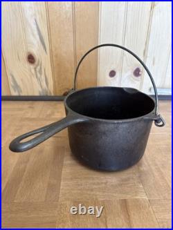 Vintage Griswold Cast Iron Deep Fat Fryer 1003 With Handle Sits Flat