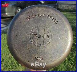 Vintage Griswold Cast Iron Deep Fat Fryer Antique Small Block Logo 1003 Pot