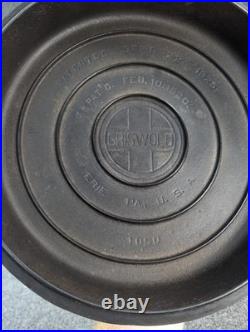 Vintage Griswold Cast Iron No. 10 Self Basting Skillet Cover Lid #1050