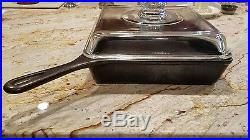 Vintage Griswold Cast Iron Square Skillet with Griswold Glass Lid