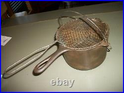 Vintage Griswold Deep Fat Fryer Cast Iron With Wire Basket # 1003 pot pan/Clean