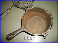 Vintage Griswold Deep Fat Fryer Cast Iron With Wire Basket # 1003 pot pan/Clean