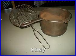 Vintage Griswold Deep Fat Fryer Cast Iron With Wire Basket # 1003 pot pan/Clean