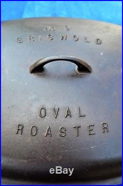 Vintage Griswold Extra Large Block Logo #9 Cast Iron Dutch Oven Oval Roaster