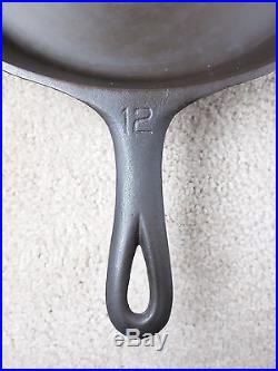 Vintage Griswold Large Block Logo #12 Cast Iron Skillet with Heat Ring Erie PA