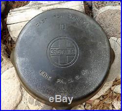 Vintage Griswold No. 10 Large Block Logo Cast Iron Skillet 716-E Excellent Cond