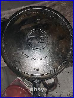 Vintage Griswold No. 12 Cast Iron Skillet Small Logo with Heat Ring 719 B Erie PA