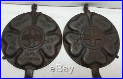 Vintage Griswold No. 18 Hearts & Stars Cast Iron Waffle & Low Base No Reserve