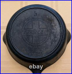 Vintage Griswold No. 5 Cast Iron Skillet 724L, Erie Slant Logo with Heat Ring