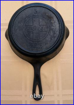Vintage Griswold No. 5 Cast Iron Skillet 724L, Erie Slant Logo with Heat Ring