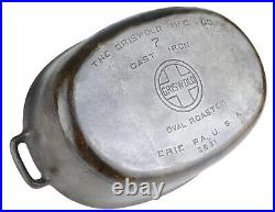 Vintage Griswold No 7 (2631/2632) Cast Iron Oval Roaster Seasoned Cond