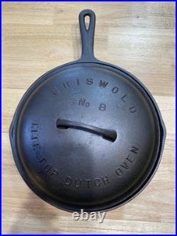 Vintage Griswold No. 8 Tite-Top Cast Lid With 8A Skillet