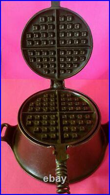 Vintage Griswold No. 8 VICTOR Cast Iron High Base Waffle Iron 395/397 RESTORED