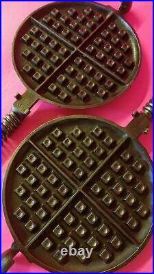 Vintage Griswold No. 8 VICTOR Cast Iron High Base Waffle Iron 395/397 RESTORED