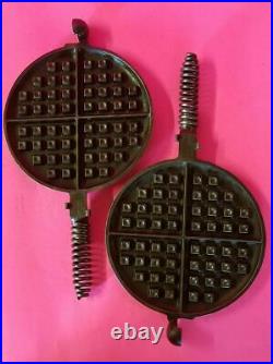 Vintage Griswold No. 8 VICTOR Cast Iron High Base Waffle Iron 395/397 RESTORED