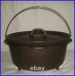 Vintage Griswold Wagner Ware #10 Cast Iron 3 Footed Tite-Top Dutch Oven withLid
