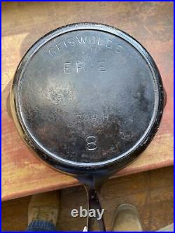 Vintage Griswold's Erie No. 8 Cast Iron Fry Pan 704H With Heat Ring