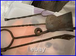 Vintage Hand Forged Wrought Iron Fire Place/ Cooking Lot Lodge Cabin Accessories