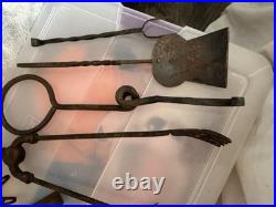 Vintage Hand Forged Wrought Iron Fire Place/ Cooking Lot Lodge Cabin Accessories