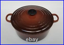 Vintage LE CREUSET #26 Brown Enamel 5.5 Qt Cast Iron Dutch Oven France