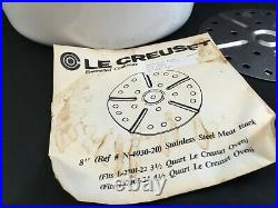 Vintage LE CREUSET 29 Enamel Cast Iron White Dutch Oven Roaster Grill Pan Lid