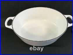 Vintage LE CREUSET 29 Enamel Cast Iron White Dutch Oven Roaster Grill Pan Lid